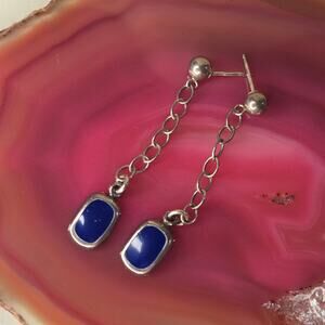 Southwestern Sterling Silver & Lapis Lazuli Dangle Earrings